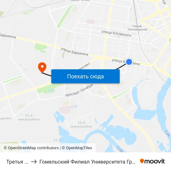 Третья Школа to Гомельский Филиал Университета Гражданской Защиты Мчс map