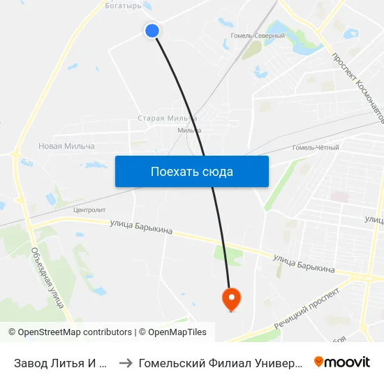 Завод Литья И Нормалей (Высадка) to Гомельский Филиал Университета Гражданской Защиты Мчс map