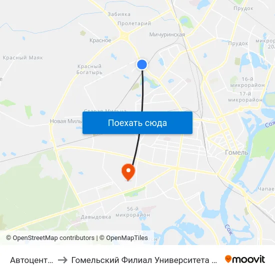 Автоцентр «Рено» to Гомельский Филиал Университета Гражданской Защиты Мчс map