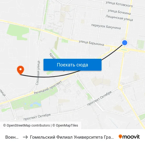 Военкомат to Гомельский Филиал Университета Гражданской Защиты Мчс map