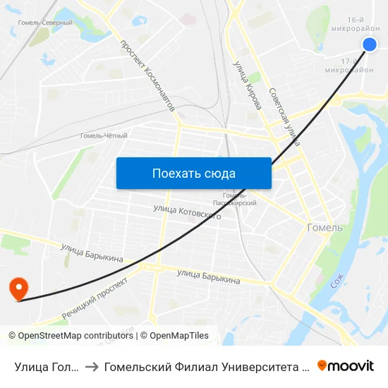 Улица Головацкого to Гомельский Филиал Университета Гражданской Защиты Мчс map