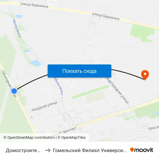Домостроительный Комбинат to Гомельский Филиал Университета Гражданской Защиты Мчс map
