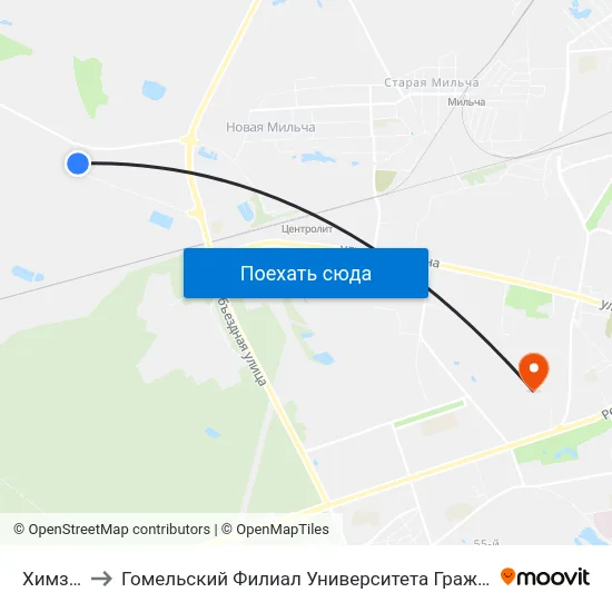 Химзавод to Гомельский Филиал Университета Гражданской Защиты Мчс map