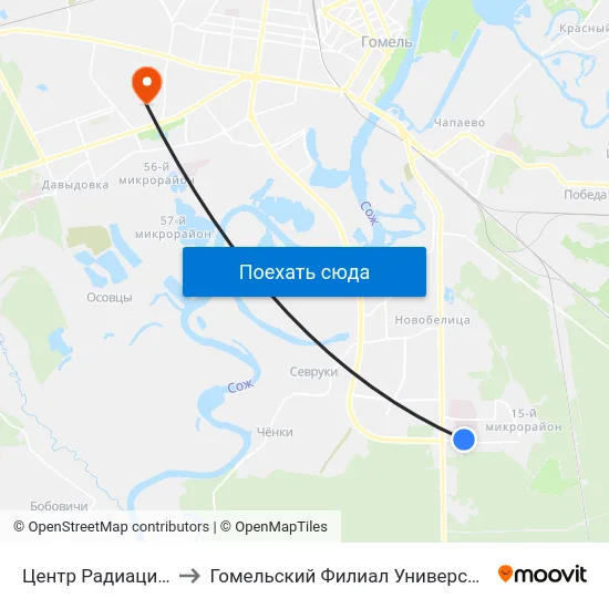 Центр Радиационной Медицины to Гомельский Филиал Университета Гражданской Защиты Мчс map