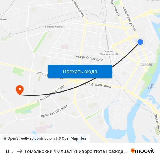 Цирк to Гомельский Филиал Университета Гражданской Защиты Мчс map