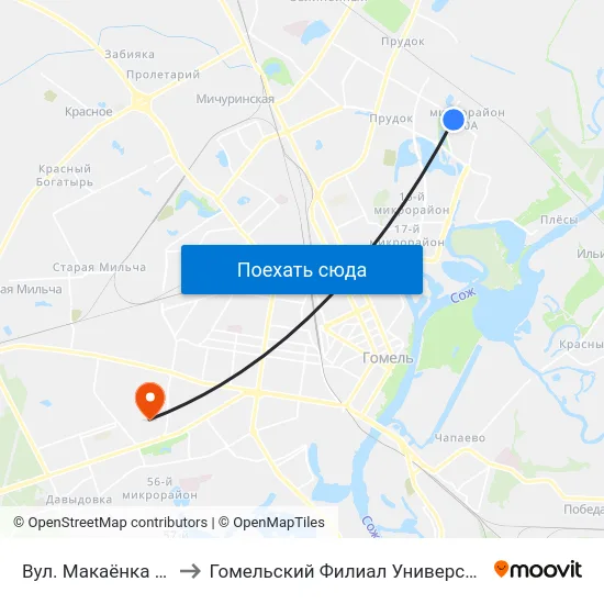 Вул. Макаёнка (Улица Макаёнка) to Гомельский Филиал Университета Гражданской Защиты Мчс map