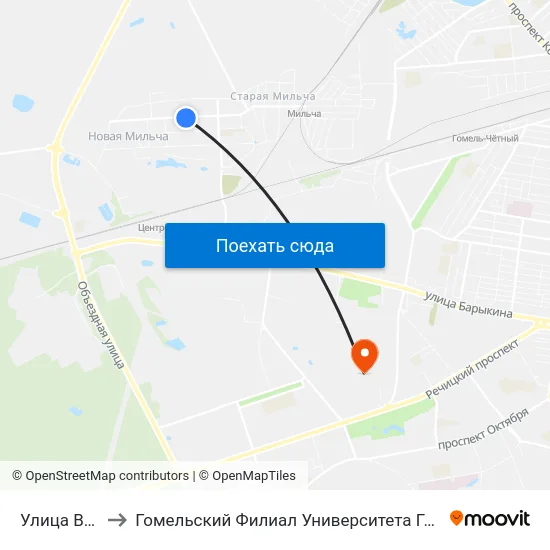 Улица Весенняя to Гомельский Филиал Университета Гражданской Защиты Мчс map
