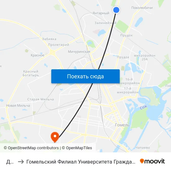 Дачи to Гомельский Филиал Университета Гражданской Защиты Мчс map
