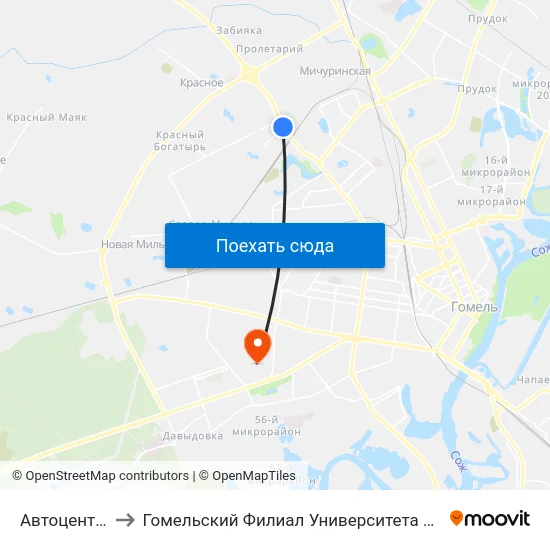 Автоцентр «Рено» to Гомельский Филиал Университета Гражданской Защиты Мчс map