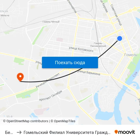Белгут to Гомельский Филиал Университета Гражданской Защиты Мчс map