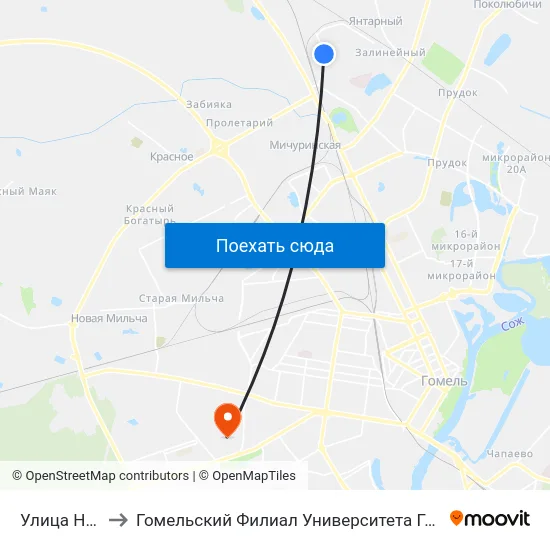 Улица Надежды to Гомельский Филиал Университета Гражданской Защиты Мчс map