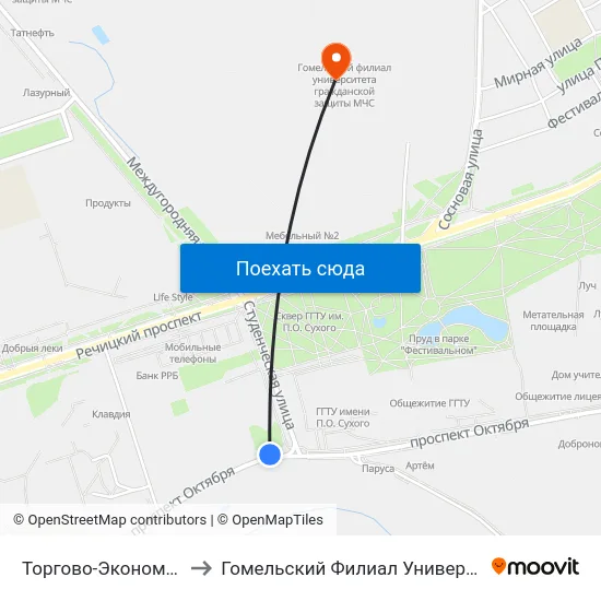 Торгово-Экономический Университет to Гомельский Филиал Университета Гражданской Защиты Мчс map