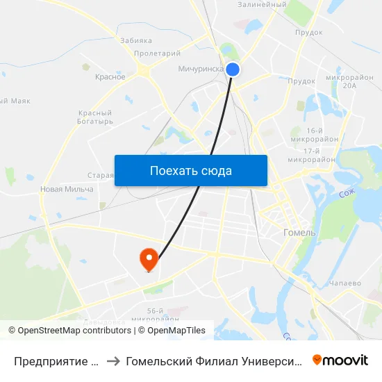 Предприятие «Салео-Гомель» to Гомельский Филиал Университета Гражданской Защиты Мчс map