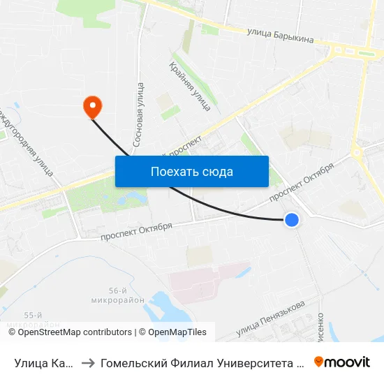 Улица Карбышева to Гомельский Филиал Университета Гражданской Защиты Мчс map