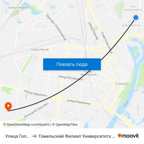 Улица Головацкого to Гомельский Филиал Университета Гражданской Защиты Мчс map
