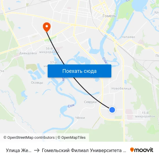 Улица Жемчужная to Гомельский Филиал Университета Гражданской Защиты Мчс map