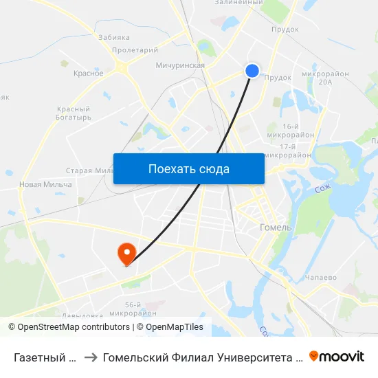 Газетный Комплекс to Гомельский Филиал Университета Гражданской Защиты Мчс map