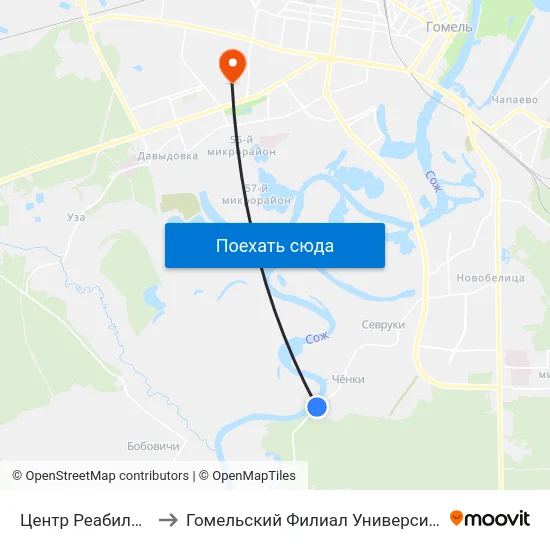 Центр Реабилитации «Живица» to Гомельский Филиал Университета Гражданской Защиты Мчс map