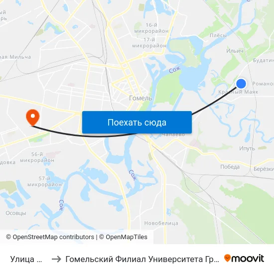 Улица Невская to Гомельский Филиал Университета Гражданской Защиты Мчс map
