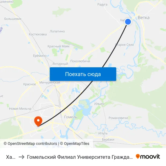 Хальч to Гомельский Филиал Университета Гражданской Защиты Мчс map