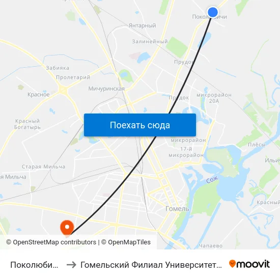Поколюбичи, Магазин to Гомельский Филиал Университета Гражданской Защиты Мчс map
