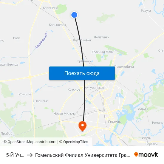 5-Й Участок to Гомельский Филиал Университета Гражданской Защиты Мчс map