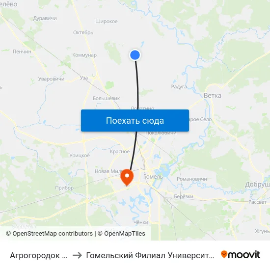 Агрогородок «Даниловичи» to Гомельский Филиал Университета Гражданской Защиты Мчс map