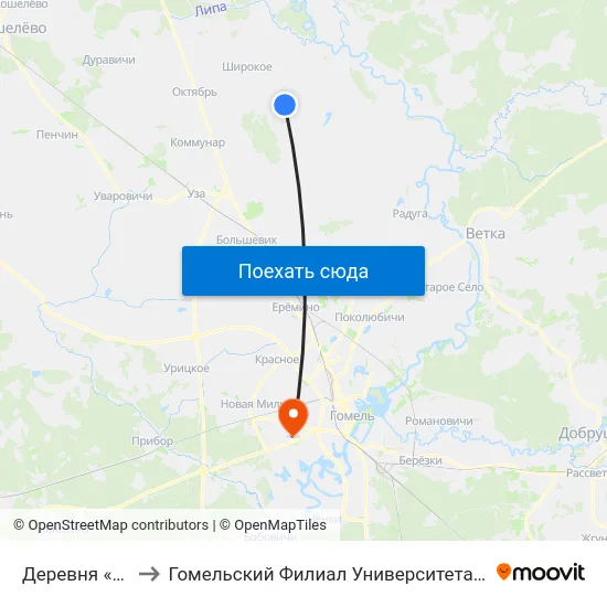 Деревня «Барченки» to Гомельский Филиал Университета Гражданской Защиты Мчс map