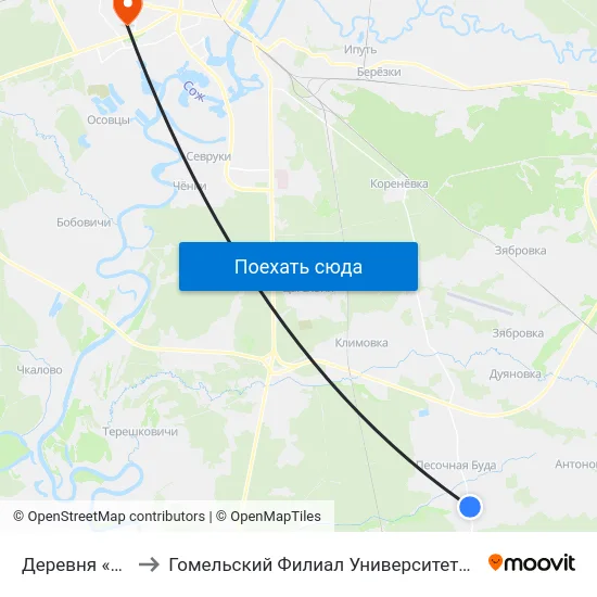 Деревня «Хуторянка» to Гомельский Филиал Университета Гражданской Защиты Мчс map