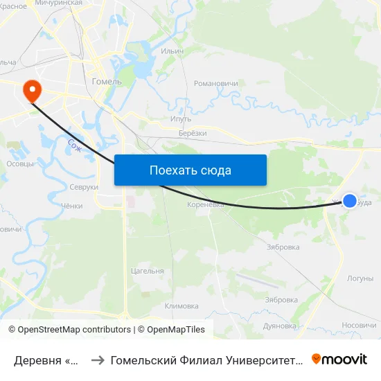 Деревня «Жгуно-Буда» to Гомельский Филиал Университета Гражданской Защиты Мчс map