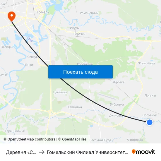 Деревня «Староселье» to Гомельский Филиал Университета Гражданской Защиты Мчс map