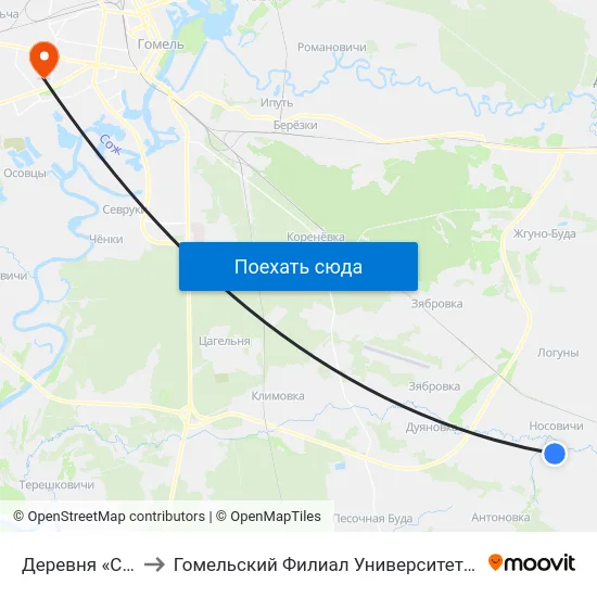 Деревня «Староселье» to Гомельский Филиал Университета Гражданской Защиты Мчс map