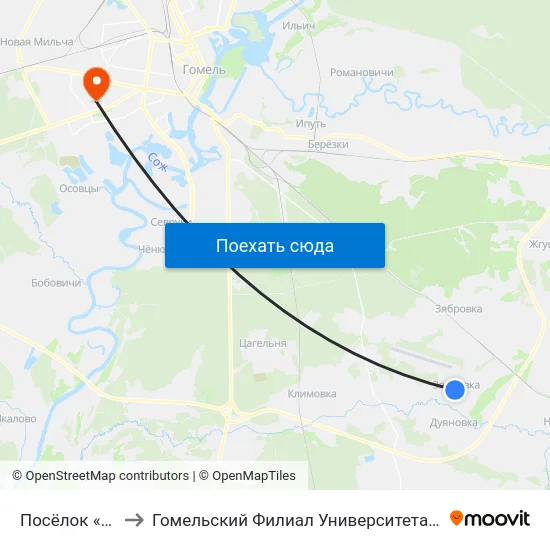Посёлок «Зябровка» to Гомельский Филиал Университета Гражданской Защиты Мчс map