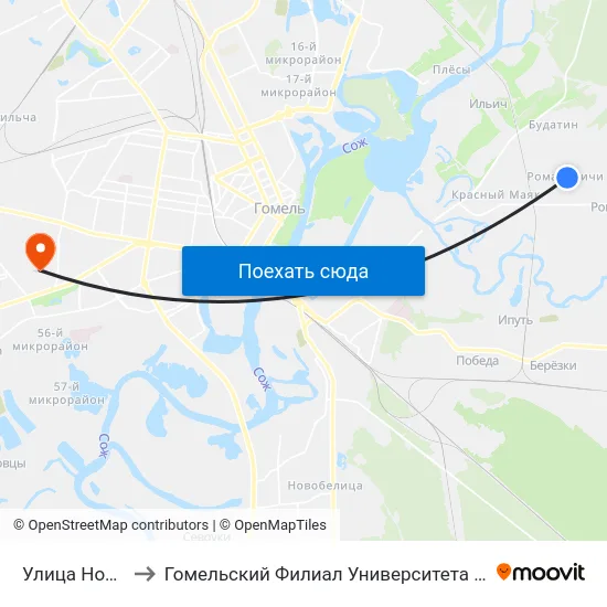Улица Новаторская to Гомельский Филиал Университета Гражданской Защиты Мчс map
