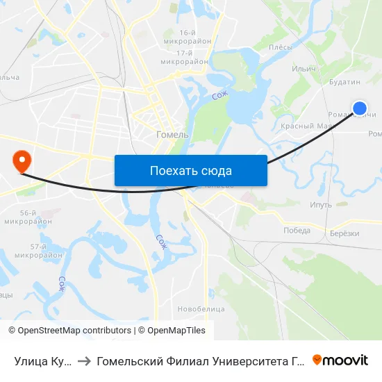 Улица Кузнечная to Гомельский Филиал Университета Гражданской Защиты Мчс map