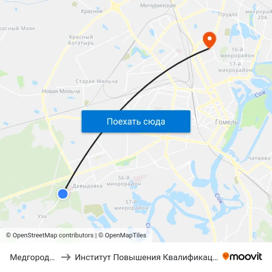 Медгородок to Институт Повышения Квалификации map