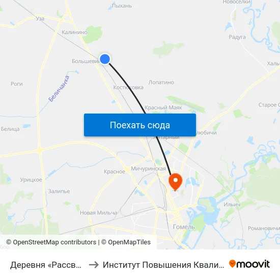 Деревня «Рассветная» to Институт Повышения Квалификации map