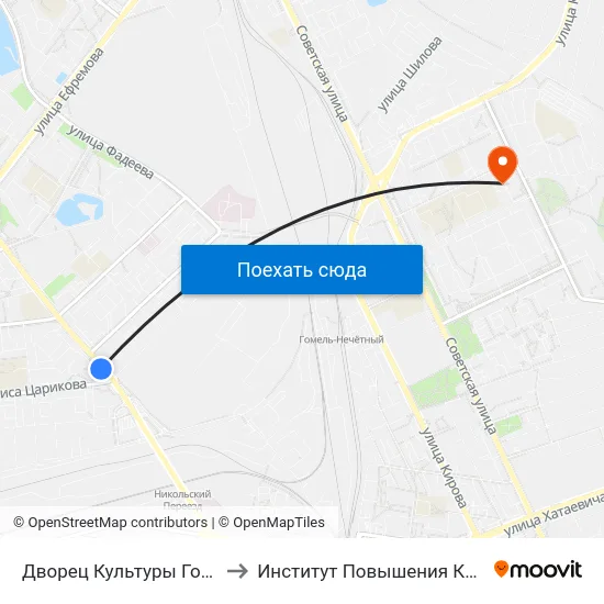 Дворец Культуры Гомсельмаша to Институт Повышения Квалификации map