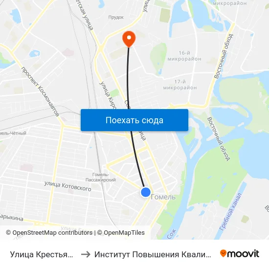 Улица Крестьянская to Институт Повышения Квалификации map