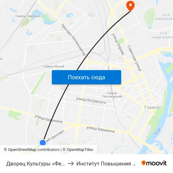 Дворец Культуры «Фестивальный» to Институт Повышения Квалификации map