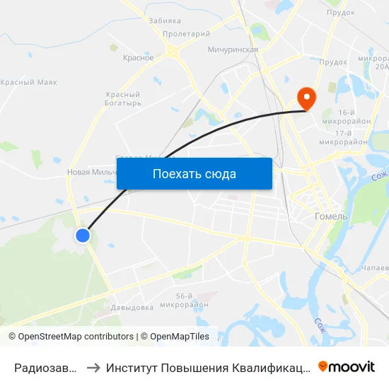 Радиозавод to Институт Повышения Квалификации map