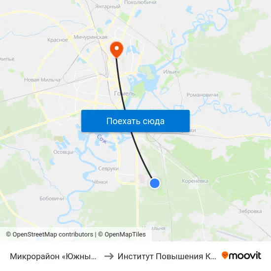 Микрорайон «Южный» (Высадка) to Институт Повышения Квалификации map