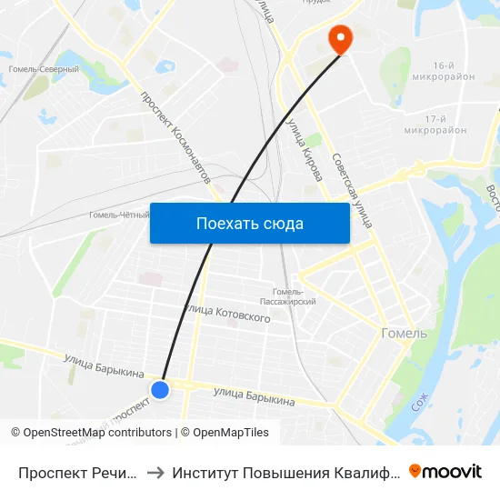 Проспект Речицкий to Институт Повышения Квалификации map