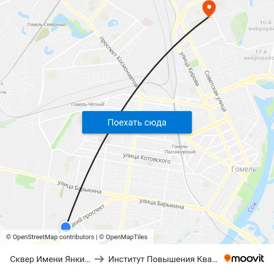 Сквер Имени Янки Купалы to Институт Повышения Квалификации map
