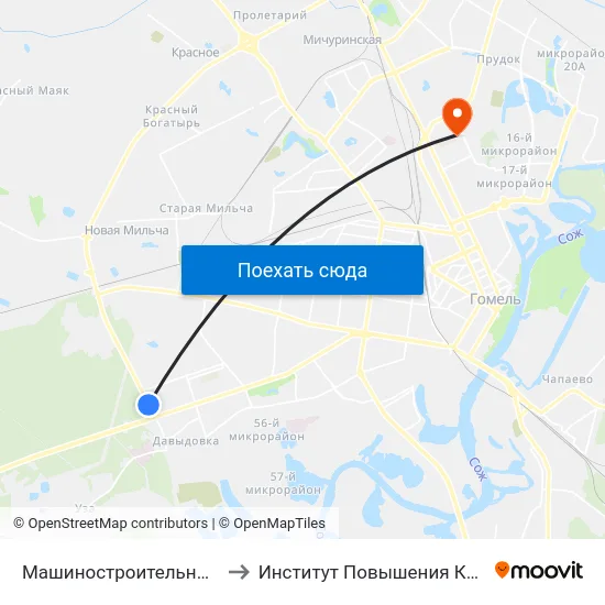 Машиностроительный Колледж to Институт Повышения Квалификации map