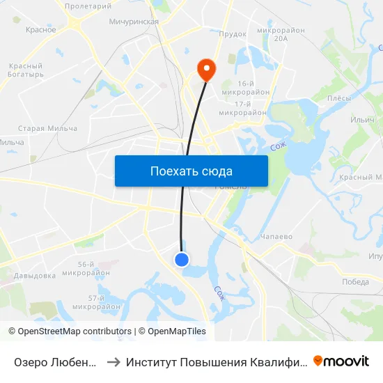 Озеро Любенское to Институт Повышения Квалификации map