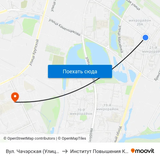 Вул. Чачэрская (Улица Чечерская) to Институт Повышения Квалификации map