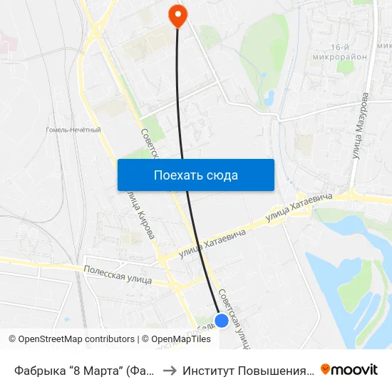 Фабрыка “8 Марта” (Фабрика «8 Марта») to Институт Повышения Квалификации map