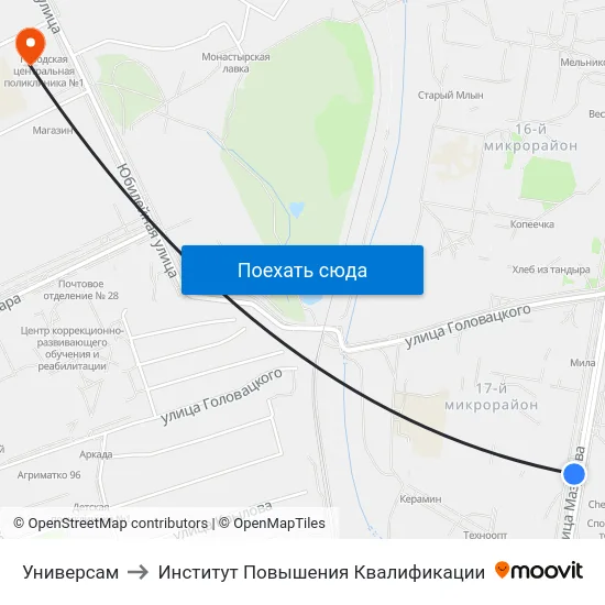 Универсам to Институт Повышения Квалификации map