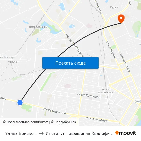 Улица Войсковая to Институт Повышения Квалификации map